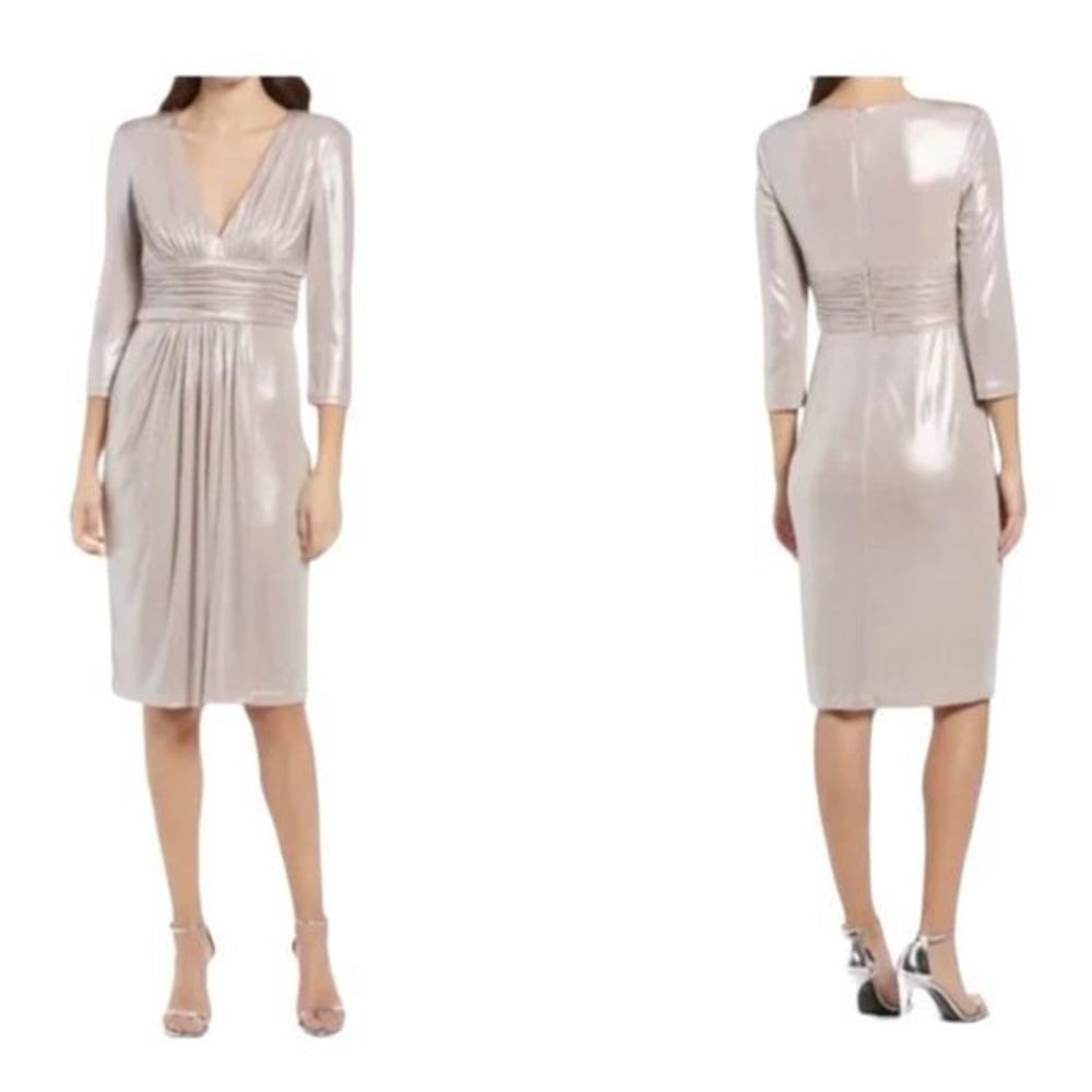 New Vince Camuto Nordstrom Metallic Ruched Waist Cocktail Dress sz 16 MSRP $188